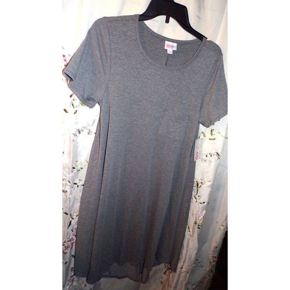 LulaRoe Carly Dress Solid Heathered Blue Hi Lo Swing Sz XS NEW with Tag